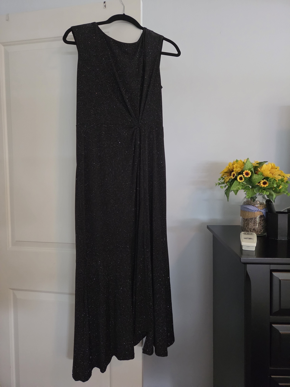 Sleeveless Black Sparkle Maxi Dress